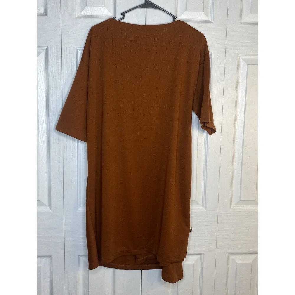 Mango Suit Dress Vistido Wedding Shift Belted Knee Length Burnt Orange NWT Sz M - Picture 2 of 7